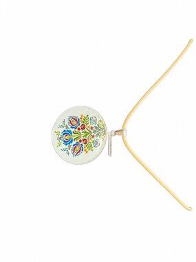 Handmade Folk Art Floral Pendant Necklace NWT OOAK Glass Cabochon Artisan Gift